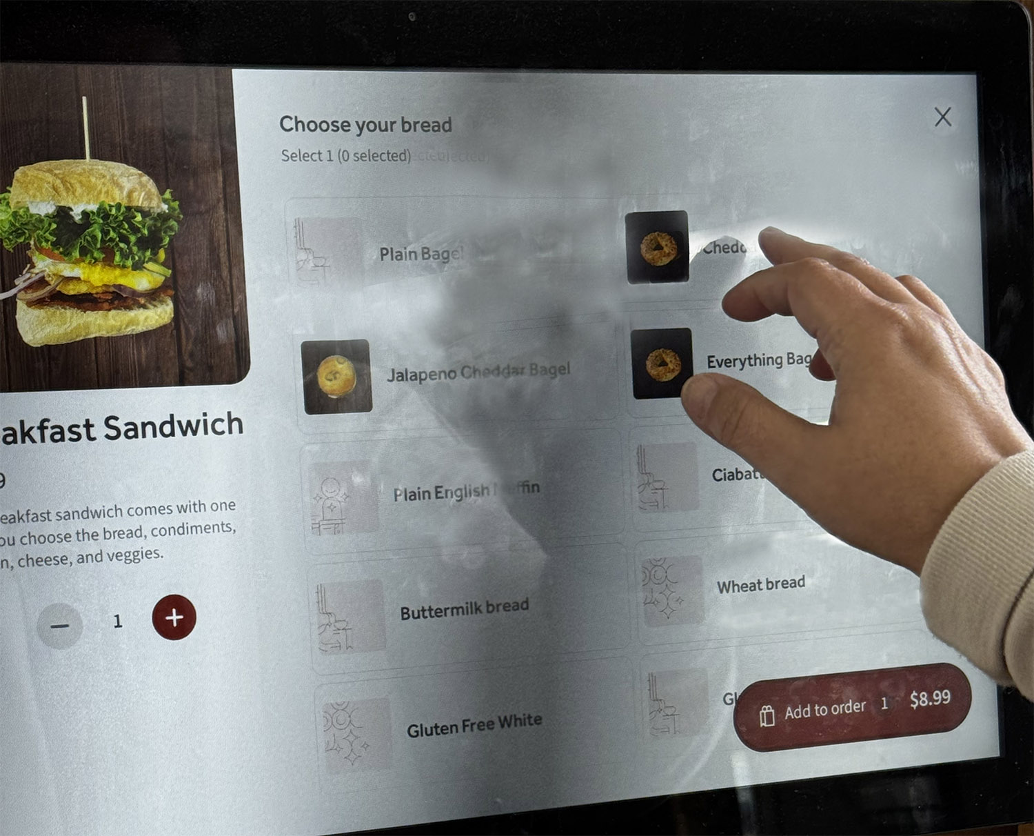 Order in store screen